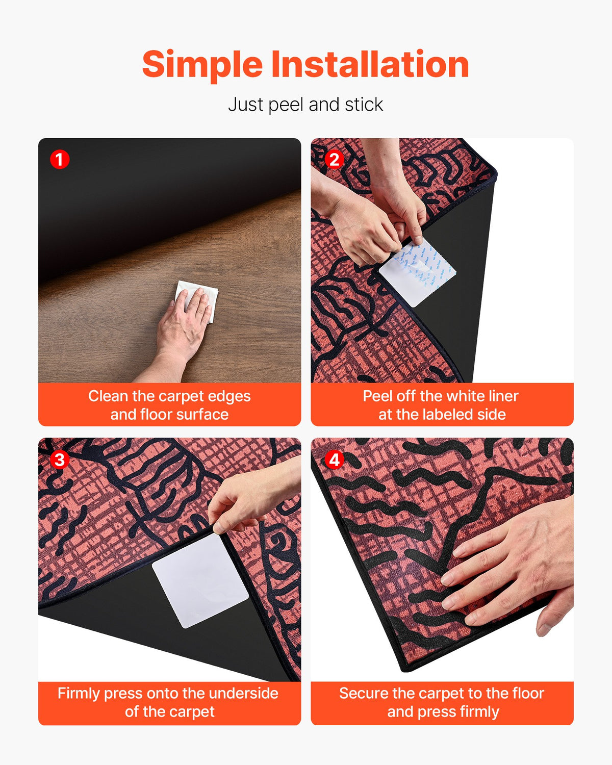 VEVOR Rug Gripper, 20 PCS, Strong Adhesive and Residue-Free, Double Sided Non-Slip Carpet Stickers for Area Rugs, Keep Corners from Curling and Bunching, for Holding Rugs in Place on Hardwood Floors - DTJDPZZFX20JMRRWX001V0 - view 7