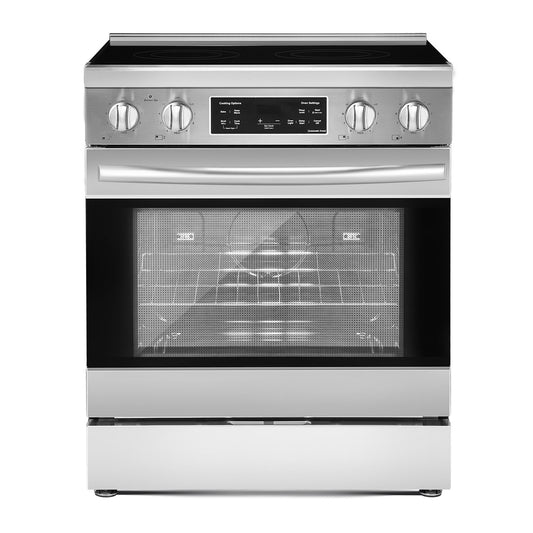 VEVOR 30 in Electric Range Oven, 4.8 Cu. Ft. Capacity Compact Freestanding Oven, Stainless Steel Kitchen Stove, with 4 Cooktop Burners, Timer, Easy Reach Racks, Storage Drawer, Light(No Power Cord) - DTLKDL30YCJC0S4LJ001V8 - view 1