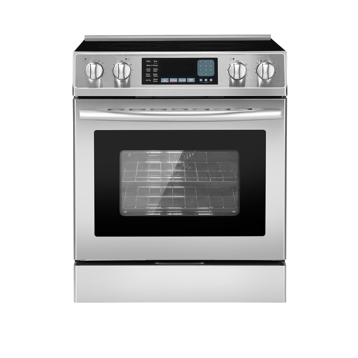 VEVOR 30 in Electric Range Oven, 4.8 Cu. Ft. Capacity Compact Freestanding Oven, Stainless Steel Kitchen Stove, with 5 Burners, Timer, Self-Cleaning, Easy Reach Racks, Storage Drawer(No Power Cord) - DTLKDL30YCSJ2KJQ8001V8 - view 1