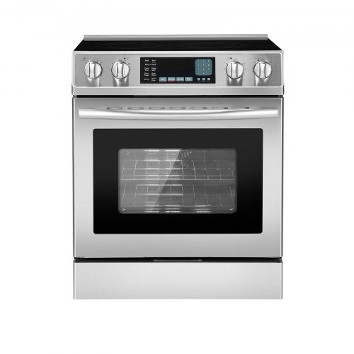 VEVOR 30 in Electric Range Oven, 4.8 Cu. Ft. Capacity Compact Freestanding Oven, Stainless Steel Kitchen Stove, with 5 Burners, Timer, Self-Cleaning, Easy Reach Racks, Storage Drawer(No Power Cord) - DTLKDL30YCSJ2KJQ8001V8 - view 2