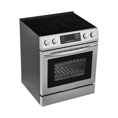 VEVOR 30 in Electric Range Oven, 4.8 Cu. Ft. Capacity Compact Freestanding Oven, Stainless Steel Kitchen Stove, with 5 Burners, Timer, Self-Cleaning, Easy Reach Racks, Storage Drawer(No Power Cord) - DTLKDL30YCSJ2KJQ8001V8 - view 10