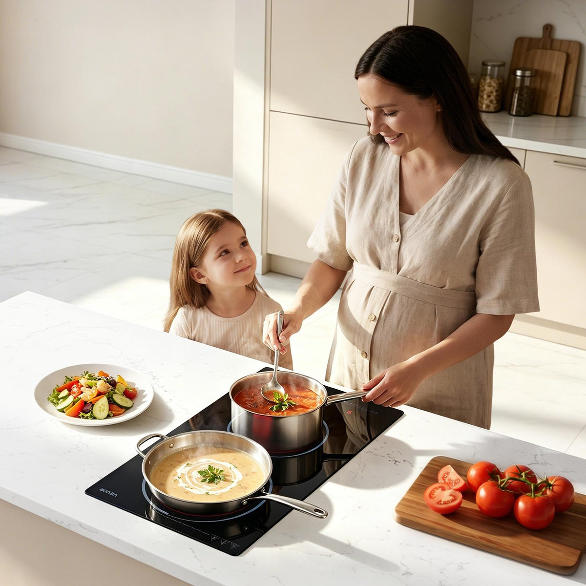 VEVOR Electric Cooktop 12inch 2 Burners Portable Stove Top 1800W 120V, Ceramic Countertop/Built-in Radiant Electric Stove, with 9 Power Levels, Timer, Child Lock, Over-Heat Guard, Touch Control - DTLQRS2BURNE1J3N5001V1 - view 9