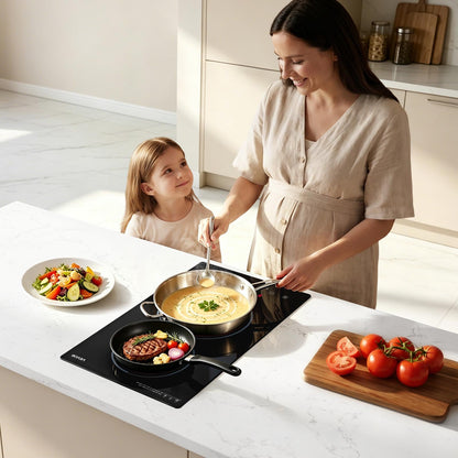 VEVOR Electric Cooktop 12inch 2 Burners Stove Top 3000W 220V No Plug, Ceramic Built-in Radiant Electric Stove, with 9 Power Levels, Timer, Child Lock, Over-Heat Guard, Touch Control - DTLQRS2BURNEHGOTK001V7 - view 9