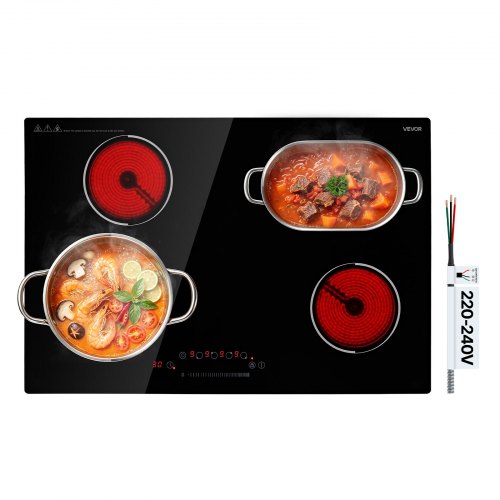VEVOR Electric Cooktop 30inch 4 Burners Stove Top 7000W 220V No Plug, Ceramic Built-in Radiant Electric Stove , with 9 Power Levels, Timer, Child Lock, Over-Heat Guard, Touch Control - DTLQRS4BURNEECOXU001V7 - view 2