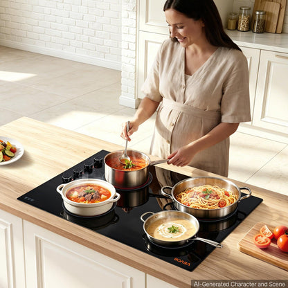 VEVOR Electric Cooktop 30inch 4 Burners Stove Top 7200W 220V No Plug, Ceramic Built-in Radiant Electric Stove , with 11 Power Levels, Over-Heat Guard, Knob/Touch Control - DTLQRS4BURNET165R001V7 - view 9