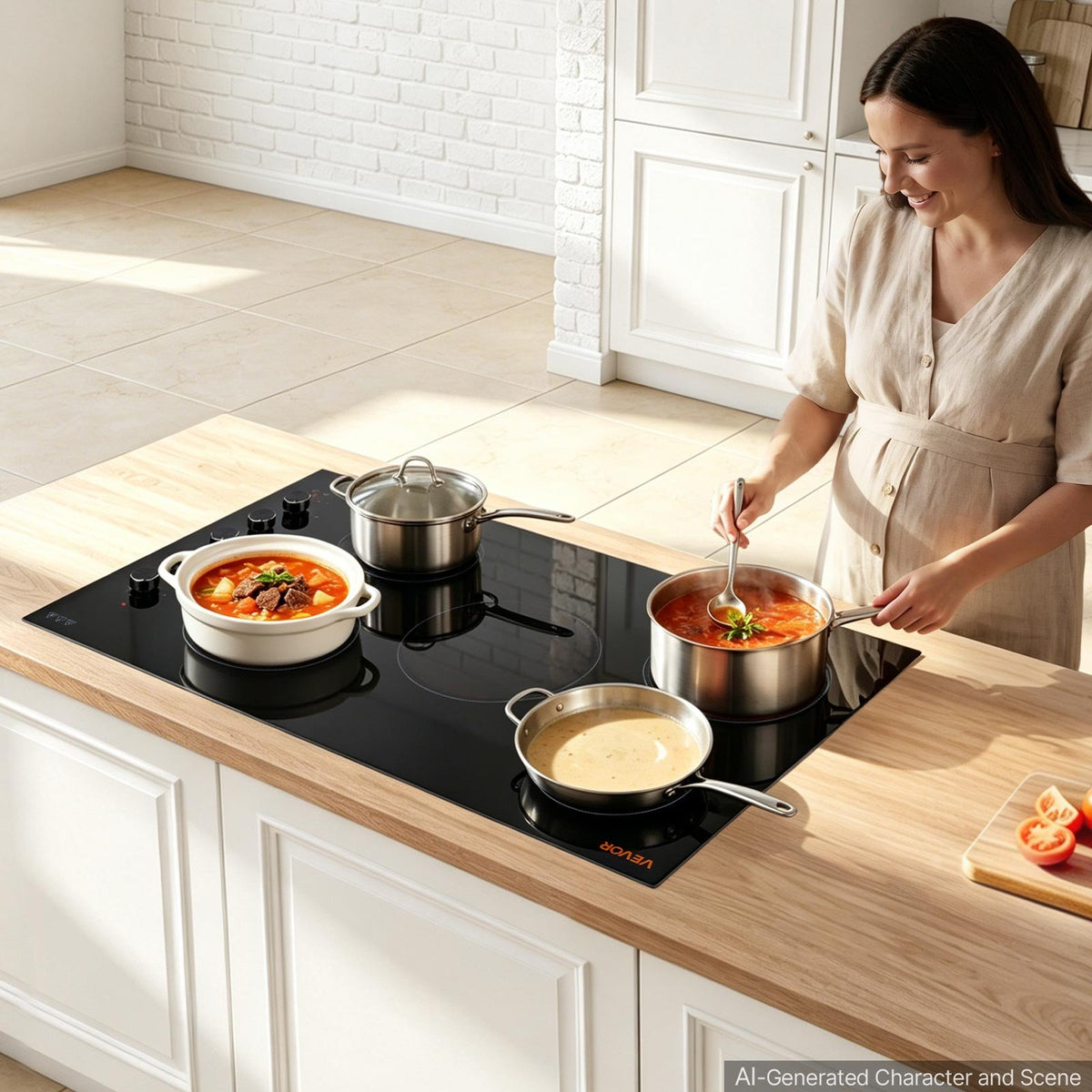 VEVOR Electric Cooktop 36inch 5 Burners Stove Top 8800W 220V No Plug, Ceramic Built-in Radiant Electric Stove , with 11 Power Levels, Timer, Child Lock, Over-Heat Guard, Knob/Touch Control - DTLQRS5GLT36BW9RI001V7 - view 9