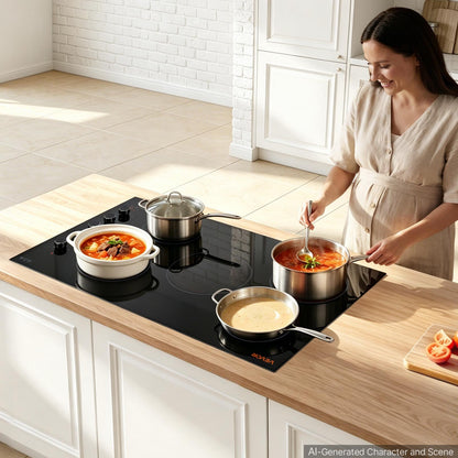 VEVOR Electric Cooktop 36inch 5 Burners Stove Top 8800W 220V No Plug, Ceramic Built-in Radiant Electric Stove , with 11 Power Levels, Timer, Child Lock, Over-Heat Guard, Knob/Touch Control - DTLQRS5GLT36BW9RI001V7 - view 9