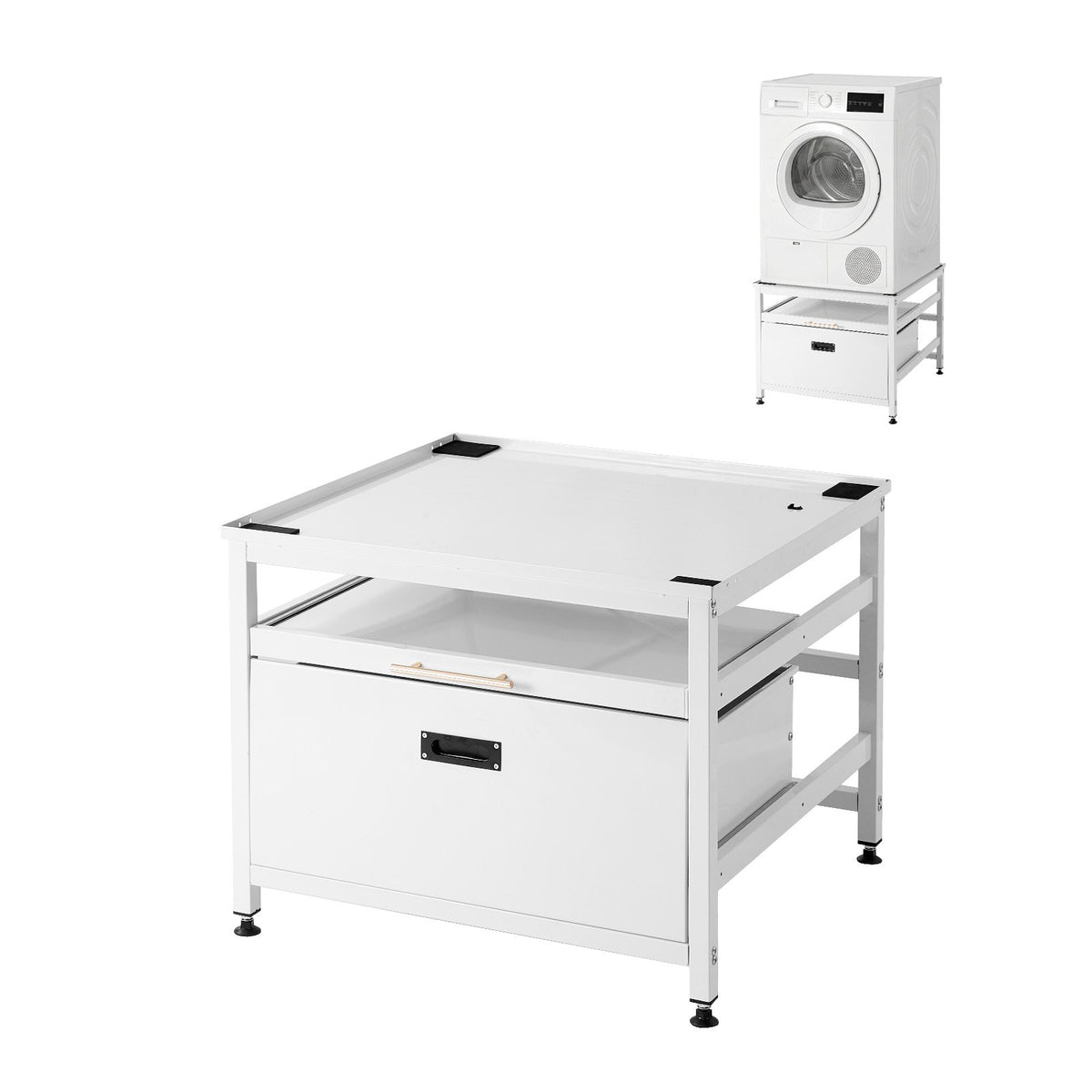 VEVOR Laundry Pedestal, 23 in Height, 29 x 29 in Washer and Dryer Pedestals with Pull-out Tray and Storage Space, 700 lbs Load Capacity, Non-Slip Feet Washing Machine Stand Universal Fit, White - DTPHCWKJ2929B1442001V0 - view 1