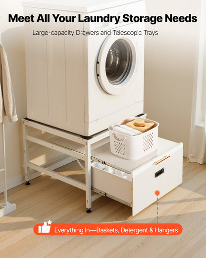 VEVOR Laundry Pedestal, 23 in Height, 29 x 29 in Washer and Dryer Pedestals with Pull-out Tray and Storage Space, 700 lbs Load Capacity, Non-Slip Feet Washing Machine Stand Universal Fit, White - DTPHCWKJ2929B1442001V0 - view 6