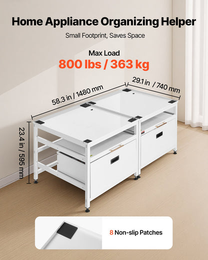 VEVOR Laundry Pedestal, 22.6 in Height, 29 x 29 in Washer and Dryer Pedestals with Pull-out Tray and Storage Space, 800 lbs Load Capacity, Non-Slip Feet Washing Machine Stand Universal, White, 2 Pack - DTPHCWKJ2929U2DHL001V0 - view 4