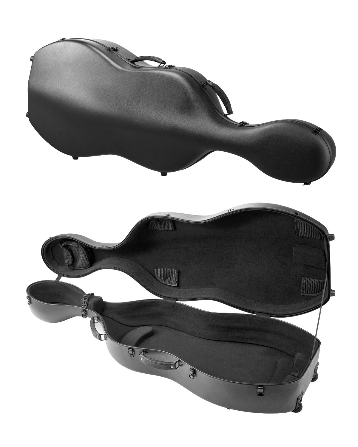 VEVOR 4/4 Full Size Cello Case, Composite Carbon Fiber, Lightweight Portable Travel Carrying Bag, with Plush Lining, Dual Shoulder Straps, Anti-Scratch, Professional Cello-Shape, for Cello, Black - DTQHTQXFHTXWD8QQ8001V0 - view 1
