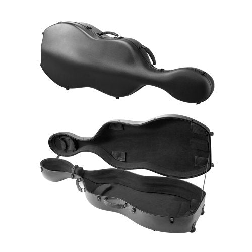 VEVOR 4/4 Full Size Cello Case, Composite Carbon Fiber, Lightweight Portable Travel Carrying Bag, with Plush Lining, Dual Shoulder Straps, Anti-Scratch, Professional Cello-Shape, for Cello, Black - DTQHTQXFHTXWD8QQ8001V0 - view 2