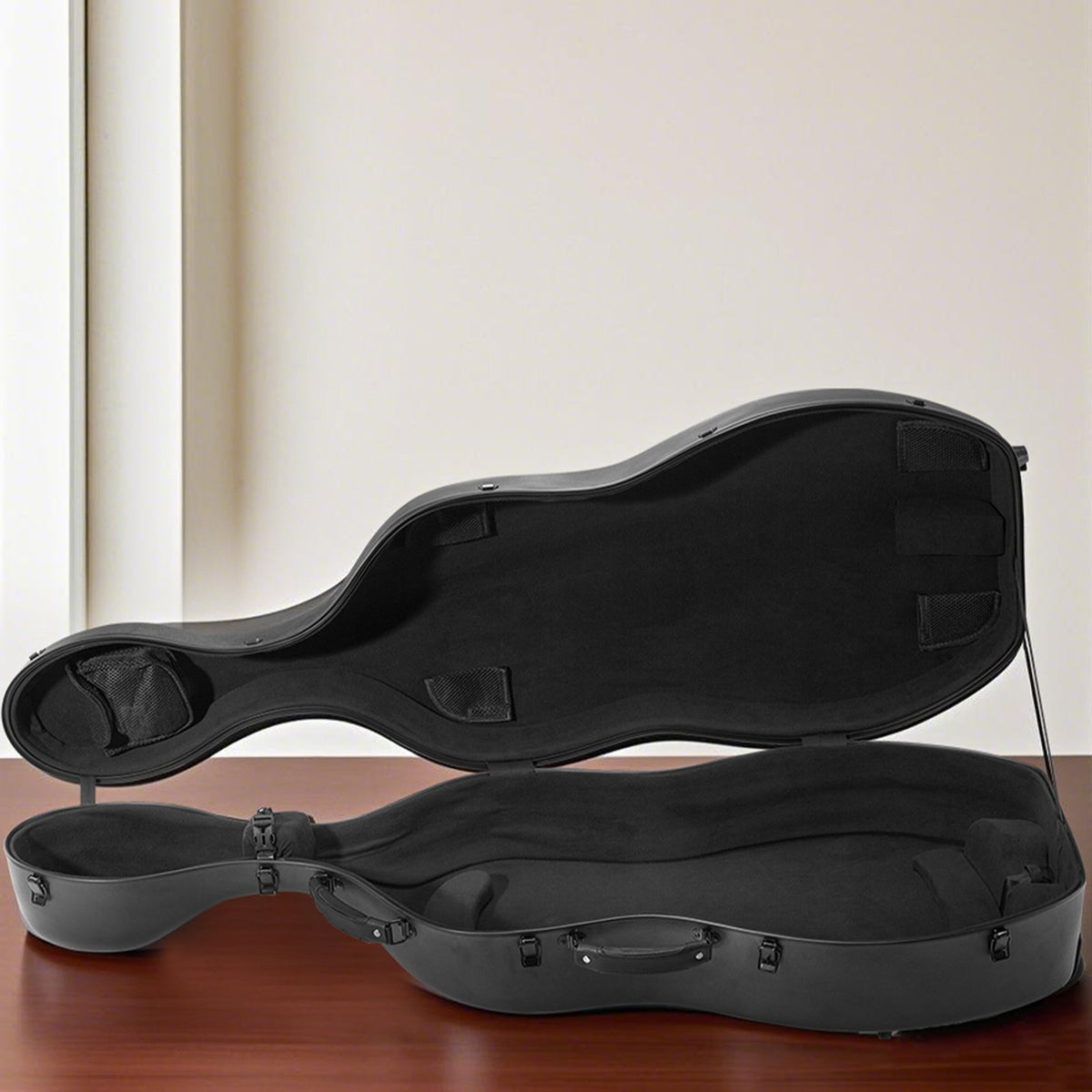 VEVOR 4/4 Full Size Cello Case, Composite Carbon Fiber, Lightweight Portable Travel Carrying Bag, with Plush Lining, Dual Shoulder Straps, Anti-Scratch, Professional Cello-Shape, for Cello, Black - DTQHTQXFHTXWD8QQ8001V0 - view 9