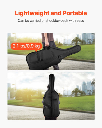 VEVOR 4/4 Full Size Cello Case, Nylon Waterproof, Lightweight Portable Travel Carrying Bag, with Reinforced Handle, Dual Shoulder Straps, Anti-Scratch, Professional Cello-Shape, for Cello, Black - DTQHTQXNLXH4SBV0V001V0 - view 5
