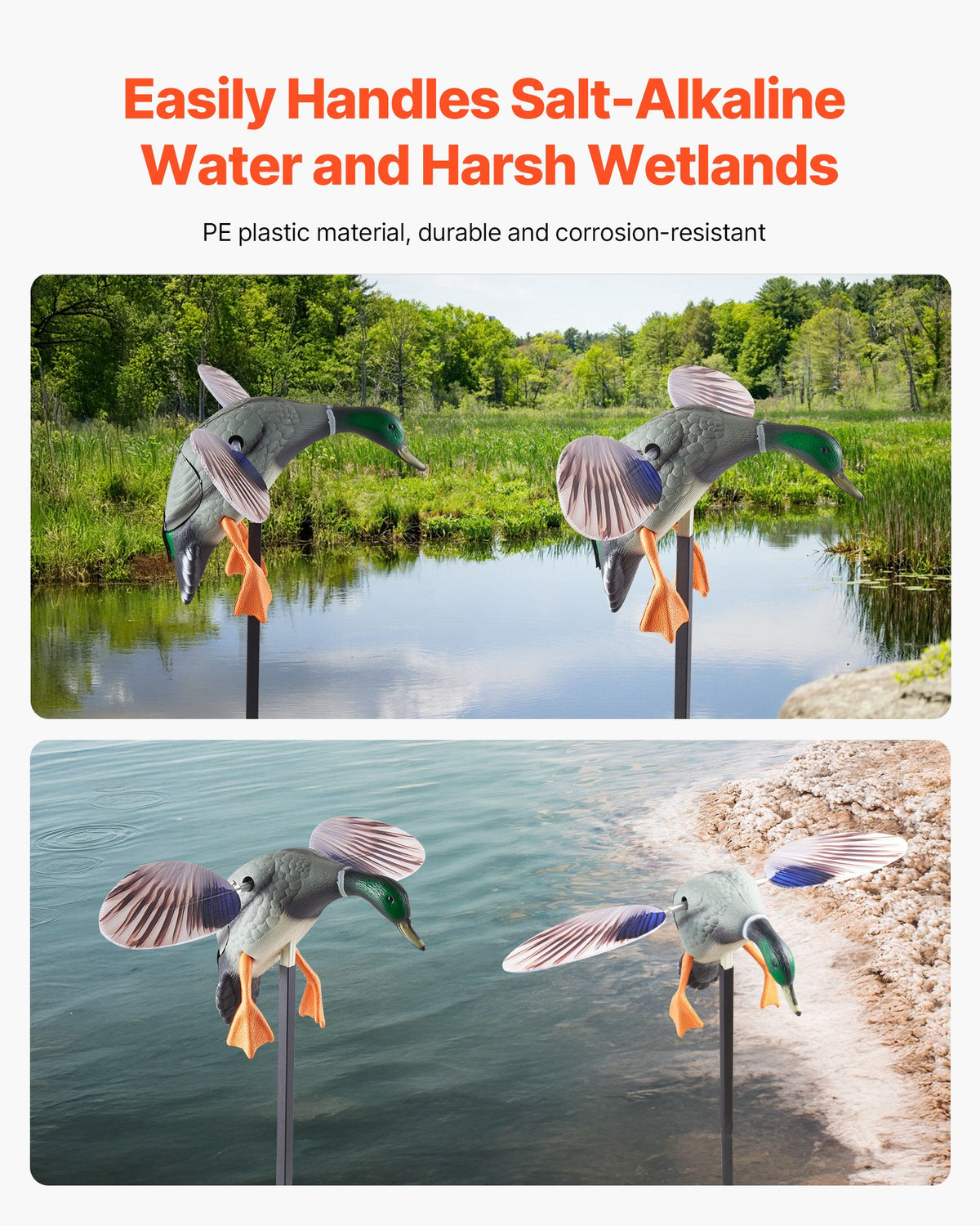 VEVOR Spinning Wing Motion Duck Decoys, Outdoor Teal Decoys for Hunting, Floating Duck for Pool, Pond, and Lake, Realistic Plastic Duck Hunting Decoy, Garden Yard Decoration, Easy to Carry, 1-Pack - DTSLYESY1J00LHRTZ001V9 - view 7