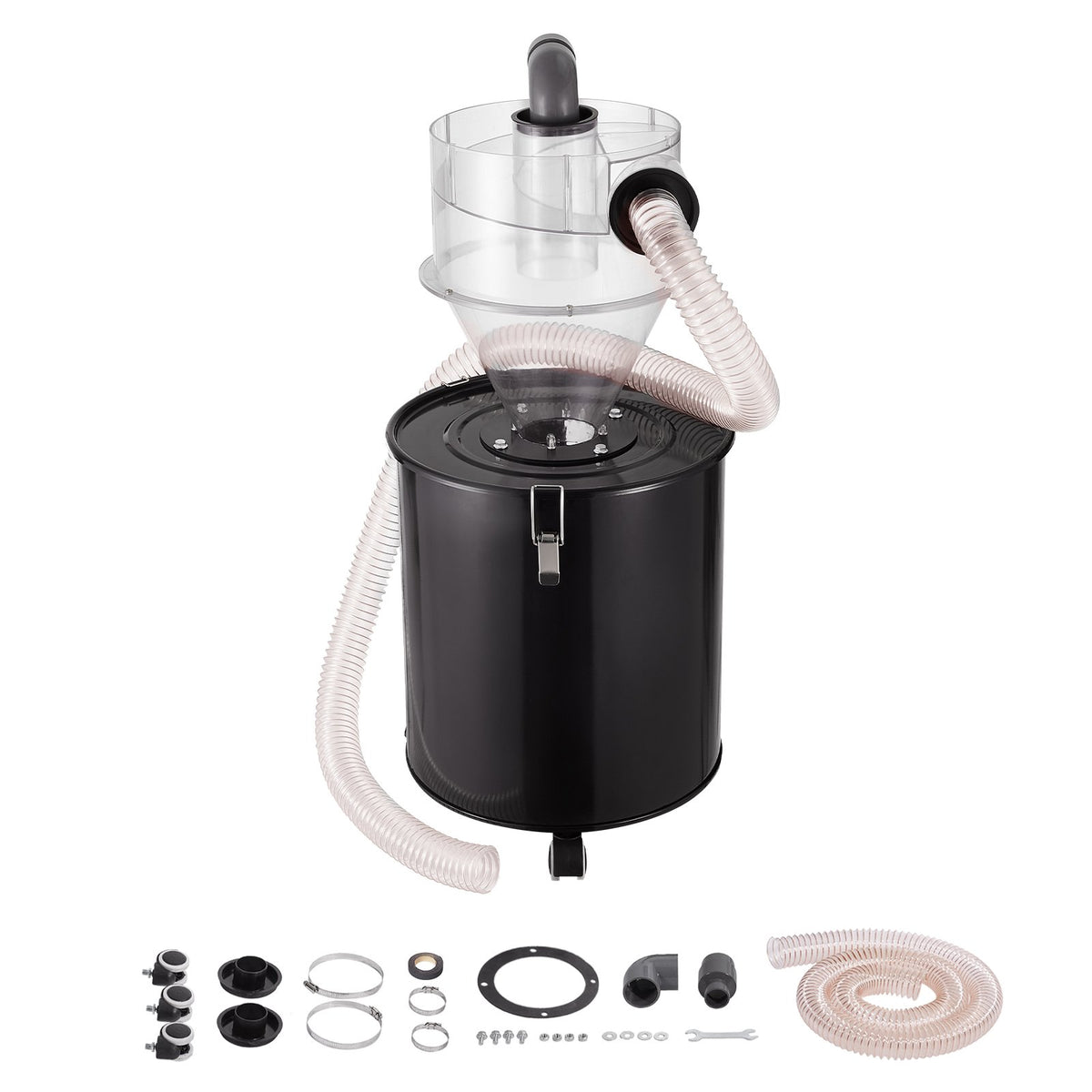 VEVOR Cyclone Dust Separator with Metal Tank, 4" Retrofit Cyclone Separator for Dust Collectors, ABS Dust Deputy With 2" Hole O.D. Connector & Hose for Wet/Dry Shop Vacuums, Fits 13.21 Gallon Tank - DTXFCCQTJZXBLCKLWV0 - view 1