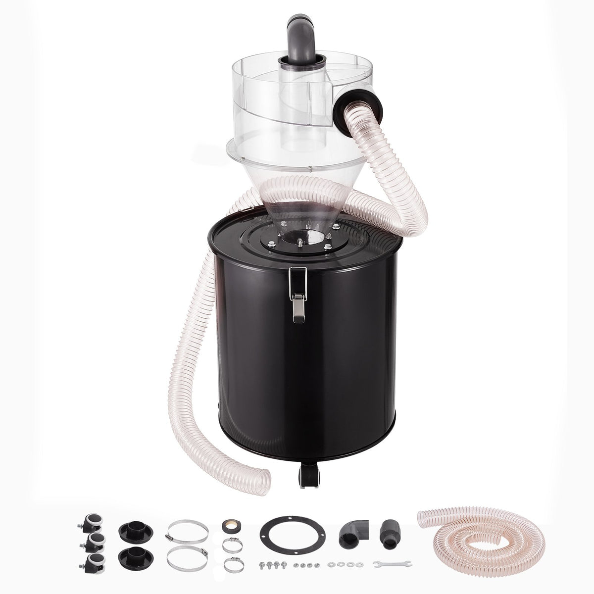 VEVOR Cyclone Dust Separator with Metal Tank, 4" Retrofit Cyclone Separator for Dust Collectors, ABS Dust Deputy With 2" Hole O.D. Connector & Hose for Wet/Dry Shop Vacuums, Fits 13.21 Gallon Tank - DTXFCCQTJZXBLCKLWV0 - view 10