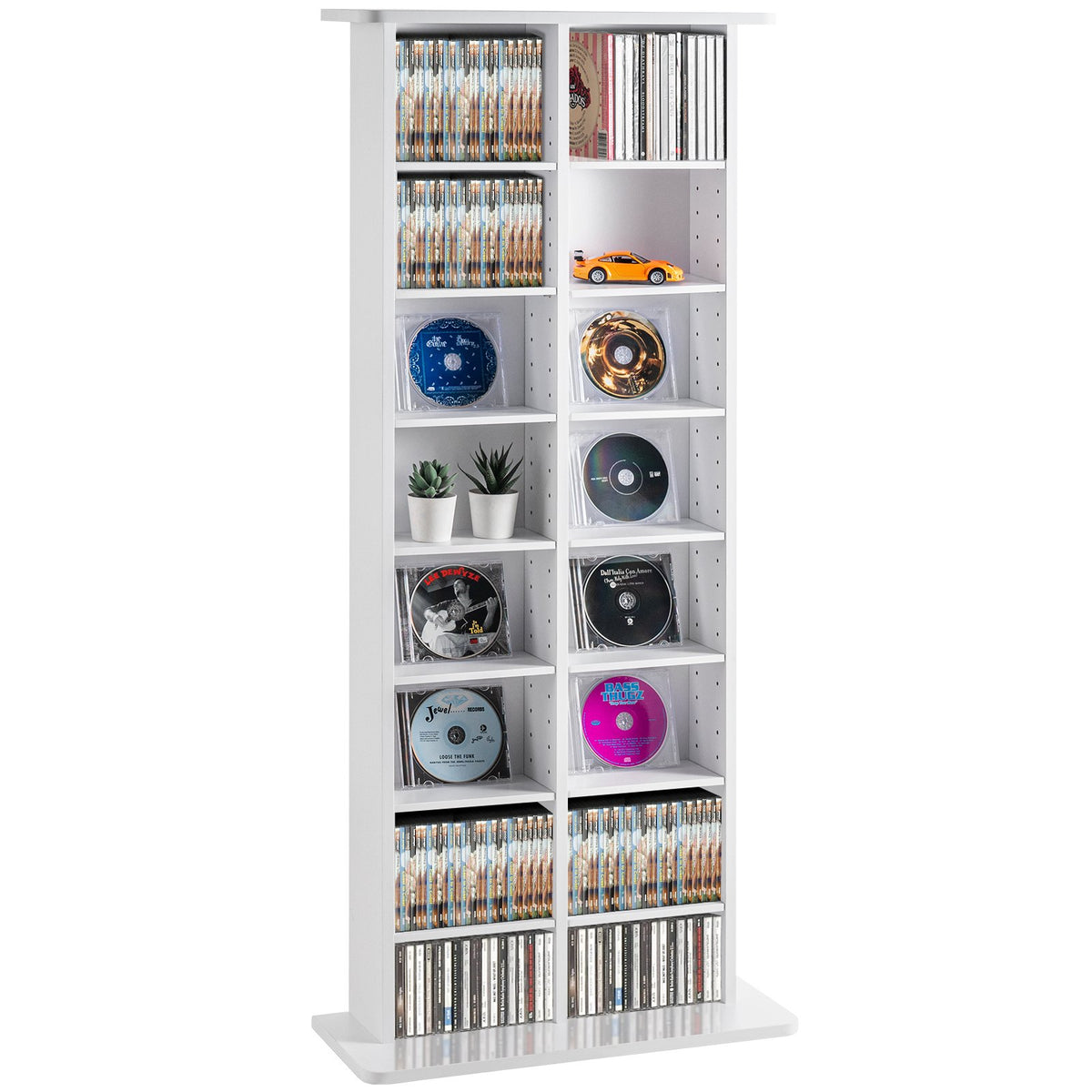 VEVOR Media Storage Cabinet, 8-layer DVD Shelf Holds up to 464 CDs, Adjustable CD Shelves 16 Compartments, Protects & Organizes Music, Movie, Video Games or Memorabilia Collections, White - DVDCDCCJKFS1YOOIZV0 - view 1
