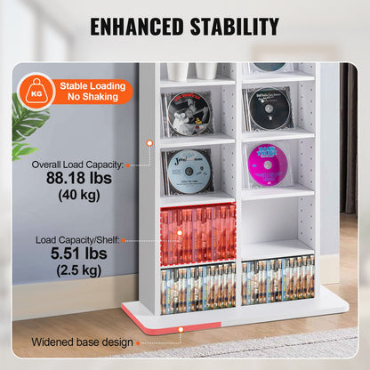 VEVOR Media Storage Cabinet, 8-layer DVD Shelf Holds up to 464 CDs, Adjustable CD Shelves 16 Compartments, Protects & Organizes Music, Movie, Video Games or Memorabilia Collections, White - DVDCDCCJKFS1YOOIZV0 - view 4