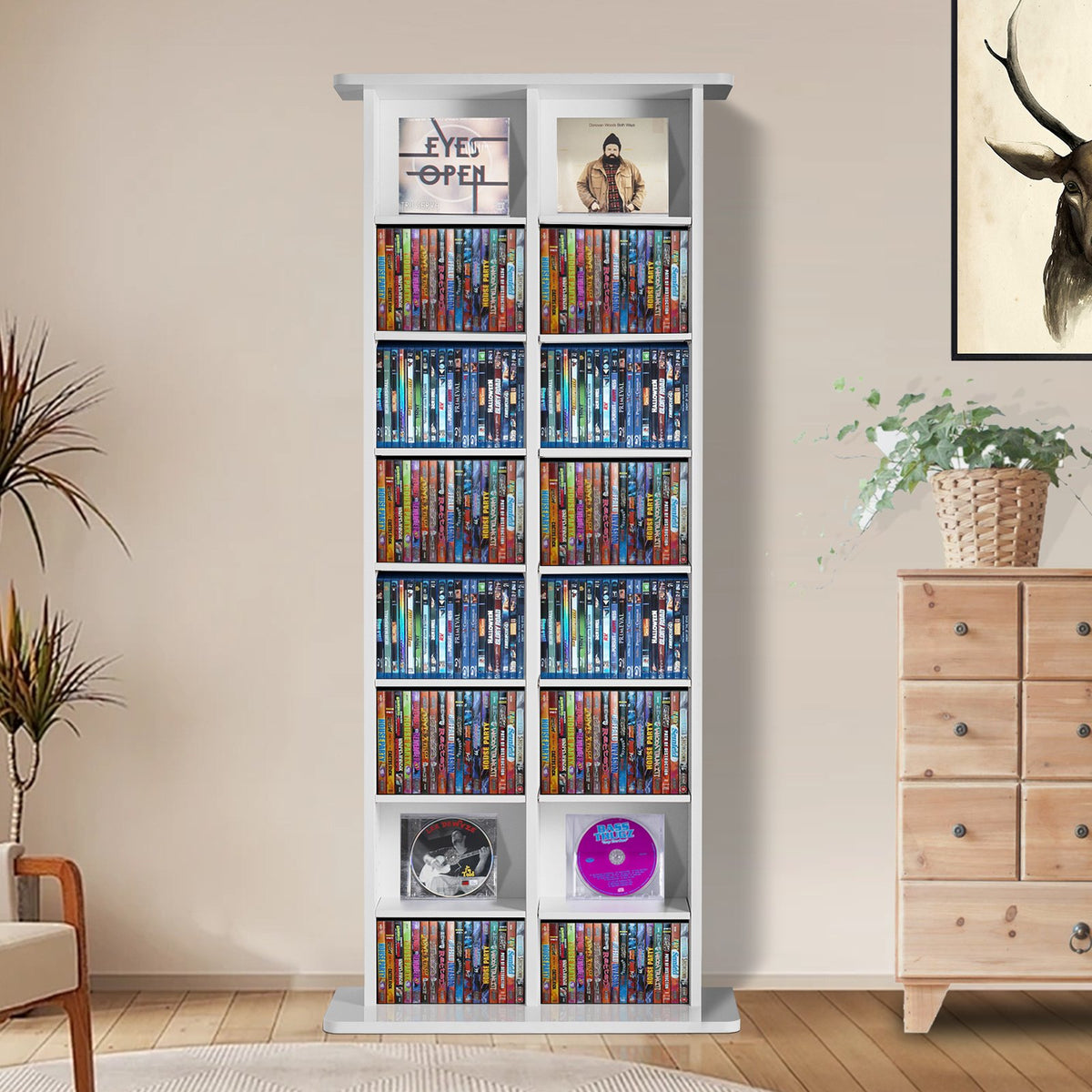 VEVOR Media Storage Cabinet, 8-layer DVD Shelf Holds up to 464 CDs, Adjustable CD Shelves 16 Compartments, Protects & Organizes Music, Movie, Video Games or Memorabilia Collections, White - DVDCDCCJKFS1YOOIZV0 - view 9