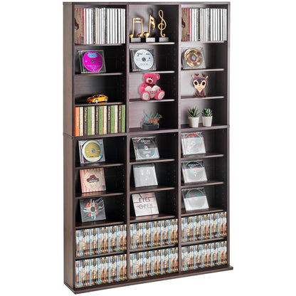 VEVOR Media Storage Cabinet, 9-layer DVD Shelf Holds up to 756 CDs, Adjustable CD Shelves 27 Compartments, Protects & Organizes Music, Movie, Video Games or Memorabilia Collections, Espresso - DVDCDCCJKFS2574OVV0 - view 1