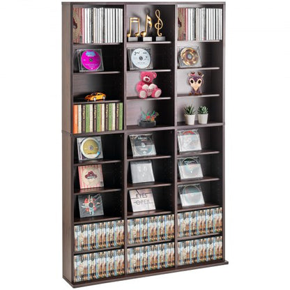VEVOR Media Storage Cabinet, 9-layer DVD Shelf Holds up to 756 CDs, Adjustable CD Shelves 27 Compartments, Protects & Organizes Music, Movie, Video Games or Memorabilia Collections, Espresso - DVDCDCCJKFS2574OVV0 - view 2
