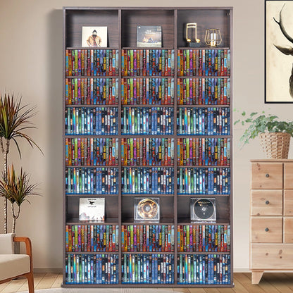 VEVOR Media Storage Cabinet, 9-layer DVD Shelf Holds up to 756 CDs, Adjustable CD Shelves 27 Compartments, Protects & Organizes Music, Movie, Video Games or Memorabilia Collections, Espresso - DVDCDCCJKFS2574OVV0 - view 9