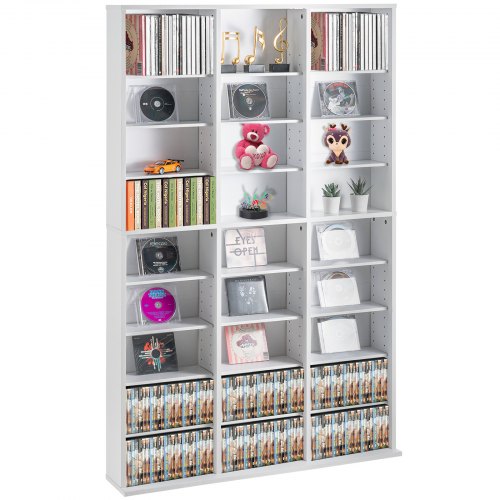 VEVOR Media Storage Cabinet, 9-layer DVD Shelf Holds up to 756 CDs, Adjustable CD Shelves 27 Compartments, Protects & Organizes Music, Movie, Video Games or Memorabilia Collections,White - DVDCDCCJKFS26LT9HV0 - view 2