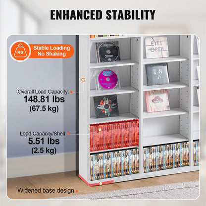 VEVOR Media Storage Cabinet, 9-layer DVD Shelf Holds up to 756 CDs, Adjustable CD Shelves 27 Compartments, Protects & Organizes Music, Movie, Video Games or Memorabilia Collections,White - DVDCDCCJKFS26LT9HV0 - view 4