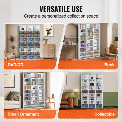VEVOR Media Storage Cabinet, 9-layer DVD Shelf Holds up to 756 CDs, Adjustable CD Shelves 27 Compartments, Protects & Organizes Music, Movie, Video Games or Memorabilia Collections,White - DVDCDCCJKFS26LT9HV0 - view 7