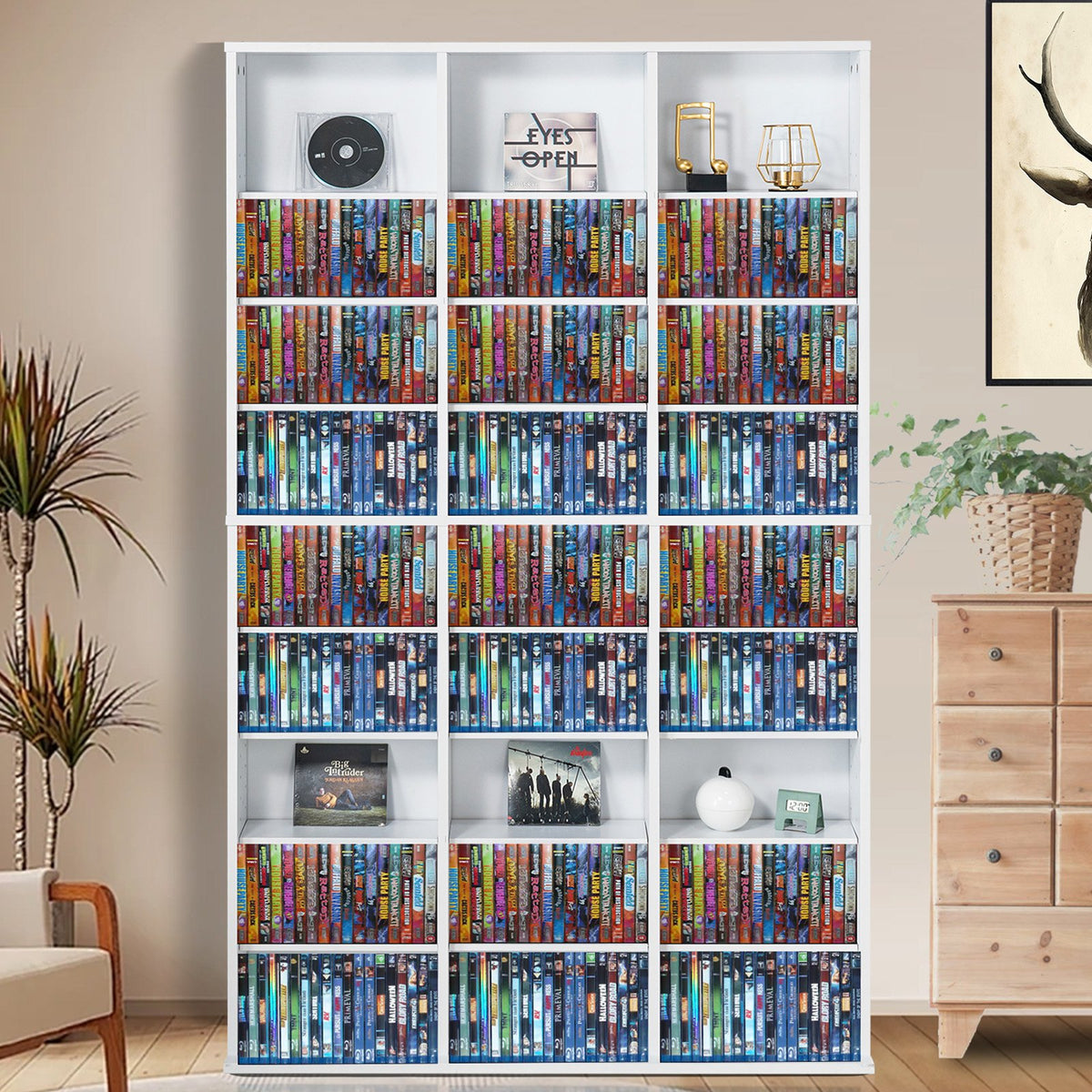 VEVOR Media Storage Cabinet, 9-layer DVD Shelf Holds up to 756 CDs, Adjustable CD Shelves 27 Compartments, Protects & Organizes Music, Movie, Video Games or Memorabilia Collections,White - DVDCDCCJKFS26LT9HV0 - view 9