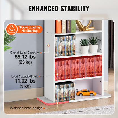 VEVOR Media Storage Cabinet, 5-layer DVD Shelf Holds up to 240 CDs, Adjustable CD Shelves, Protects & Organizes Music, Movie, Video Games or Memorabilia Collections, White - DVDCDCCJKFS5OIC88V0 - view 4