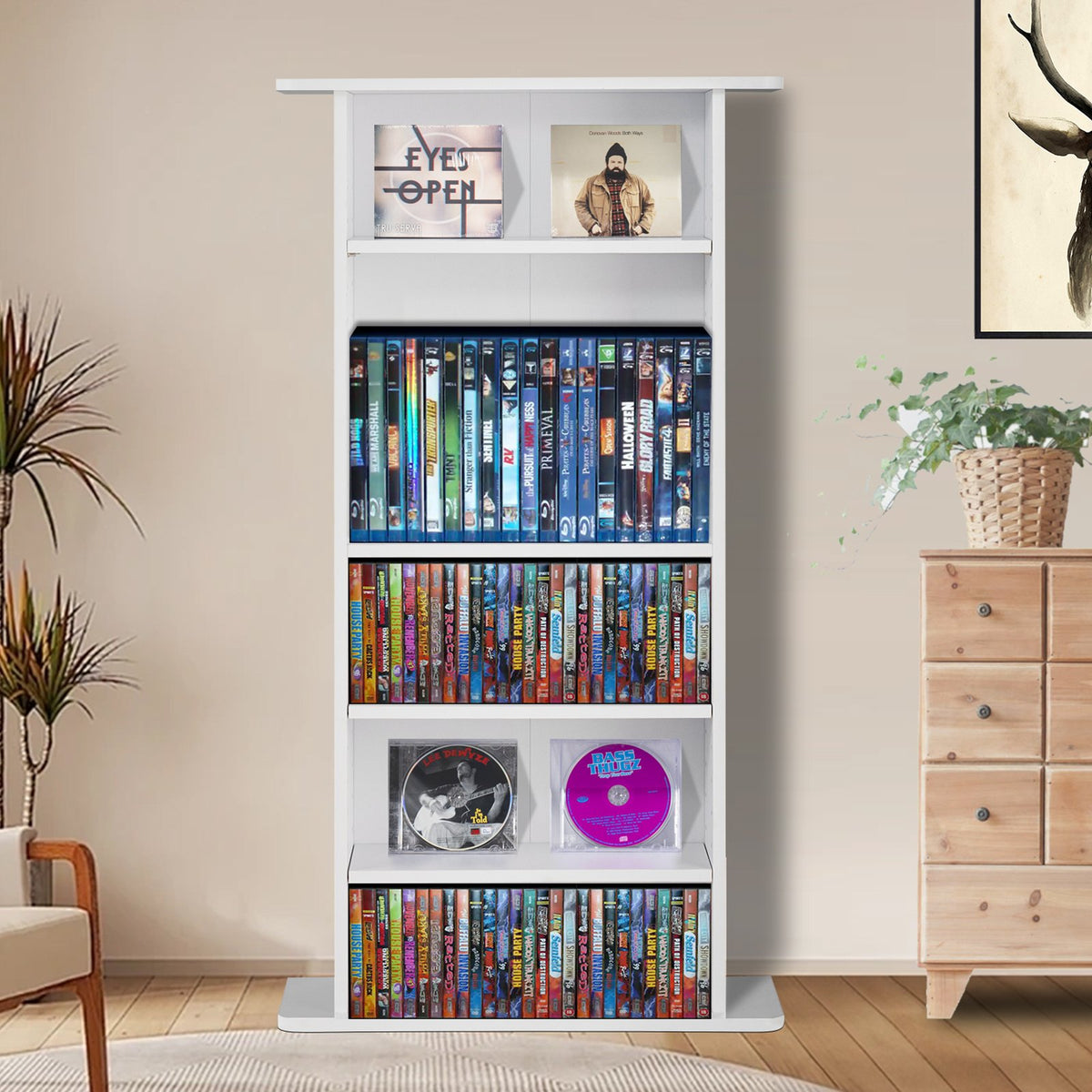 VEVOR Media Storage Cabinet, 5-layer DVD Shelf Holds up to 240 CDs, Adjustable CD Shelves, Protects & Organizes Music, Movie, Video Games or Memorabilia Collections, White - DVDCDCCJKFS5OIC88V0 - view 9