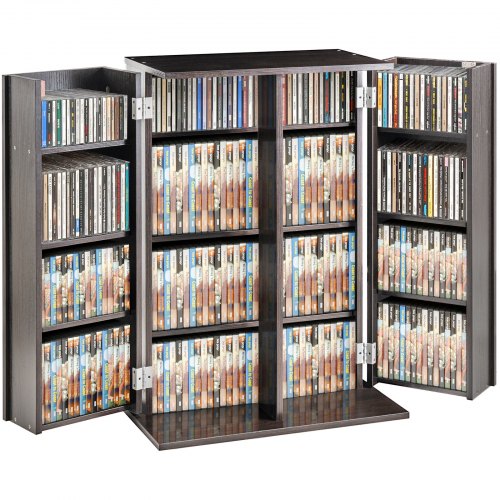 VEVOR Media Storage Cabinet, DVD Cabinet with Doors and Shelves, CD Storage Holds up to 576 CDs, Adjustable DVD Shelf, Protects & Organizes Music, Movie, Video Games or Collections-Espresso - DVDCDCCJLDS1BWRMWV0 - view 2