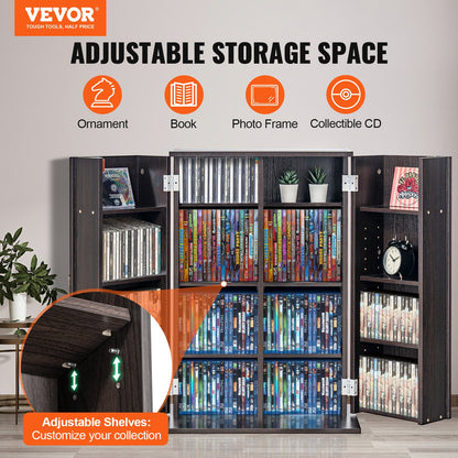 VEVOR Media Storage Cabinet, DVD Cabinet with Doors and Shelves, CD Storage Holds up to 576 CDs, Adjustable DVD Shelf, Protects & Organizes Music, Movie, Video Games or Collections-Espresso - DVDCDCCJLDS1BWRMWV0 - view 3