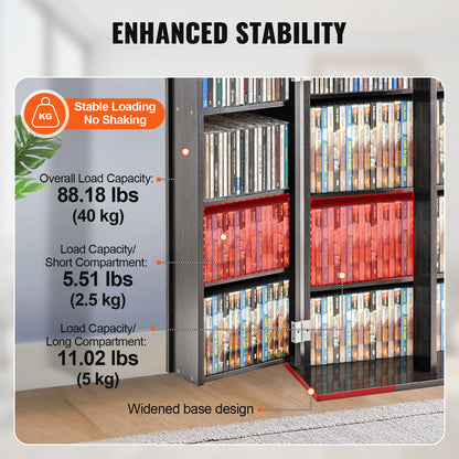 VEVOR Media Storage Cabinet, DVD Cabinet with Doors and Shelves, CD Storage Holds up to 576 CDs, Adjustable DVD Shelf, Protects & Organizes Music, Movie, Video Games or Collections-Espresso - DVDCDCCJLDS1BWRMWV0 - view 4