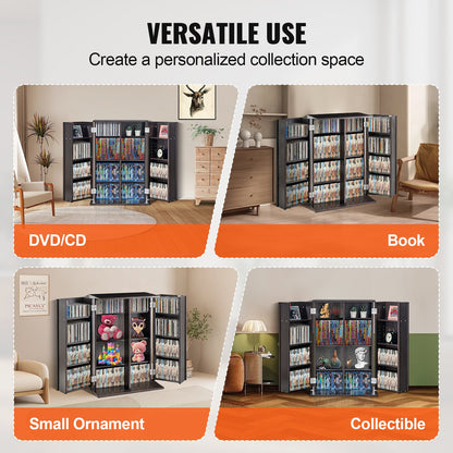 VEVOR Media Storage Cabinet, DVD Cabinet with Doors and Shelves, CD Storage Holds up to 576 CDs, Adjustable DVD Shelf, Protects & Organizes Music, Movie, Video Games or Collections-Espresso - DVDCDCCJLDS1BWRMWV0 - view 7