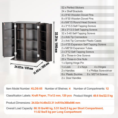 VEVOR Media Storage Cabinet, DVD Cabinet with Doors and Shelves, CD Storage Holds up to 576 CDs, Adjustable DVD Shelf, Protects & Organizes Music, Movie, Video Games or Collections-Espresso - DVDCDCCJLDS1BWRMWV0 - view 8