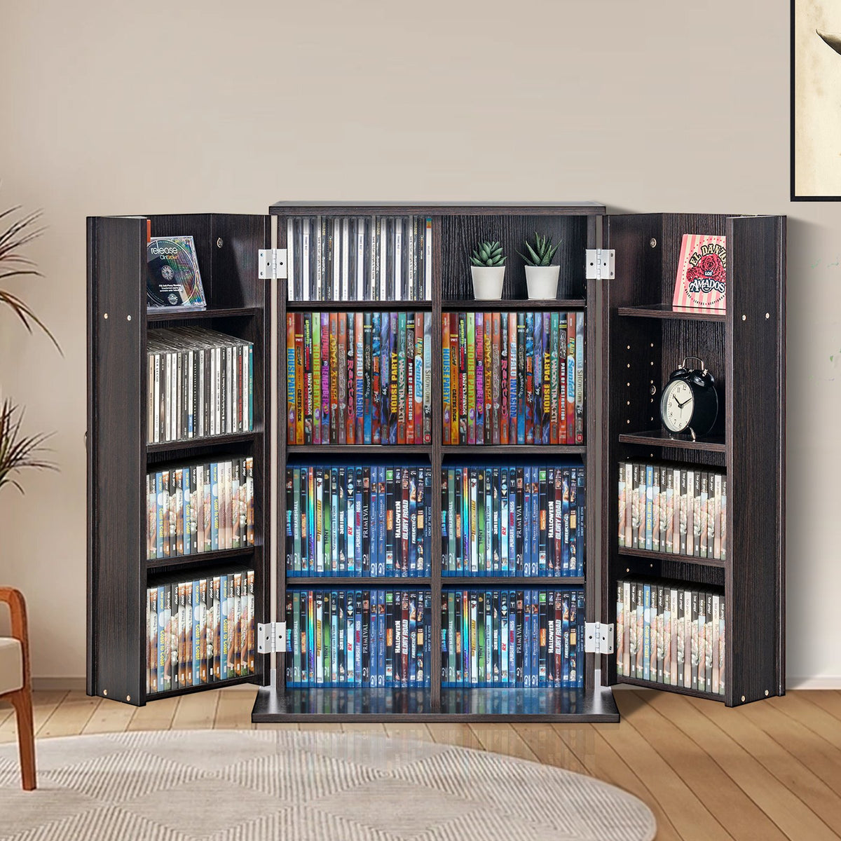 VEVOR Media Storage Cabinet, DVD Cabinet with Doors and Shelves, CD Storage Holds up to 576 CDs, Adjustable DVD Shelf, Protects & Organizes Music, Movie, Video Games or Collections-Espresso - DVDCDCCJLDS1BWRMWV0 - view 9