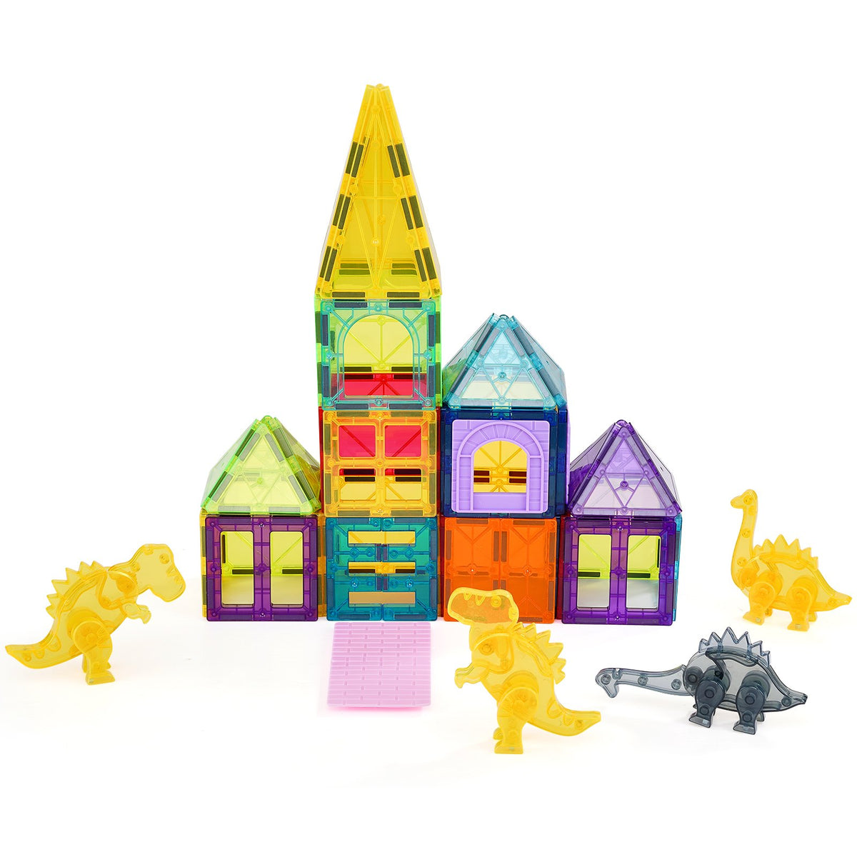 VEVOR Magnetic Tiles, 56 PCS Magnetic Animals Building Blocks for Kids, Magnet Building Set with 4 Dinosaurs, STEM Sensory Educational Construction Stacking Toys Gift for Toddlers Boys Girls Aged 3+ - DWKCLPJMTZ56SUUVEV0 - view 10