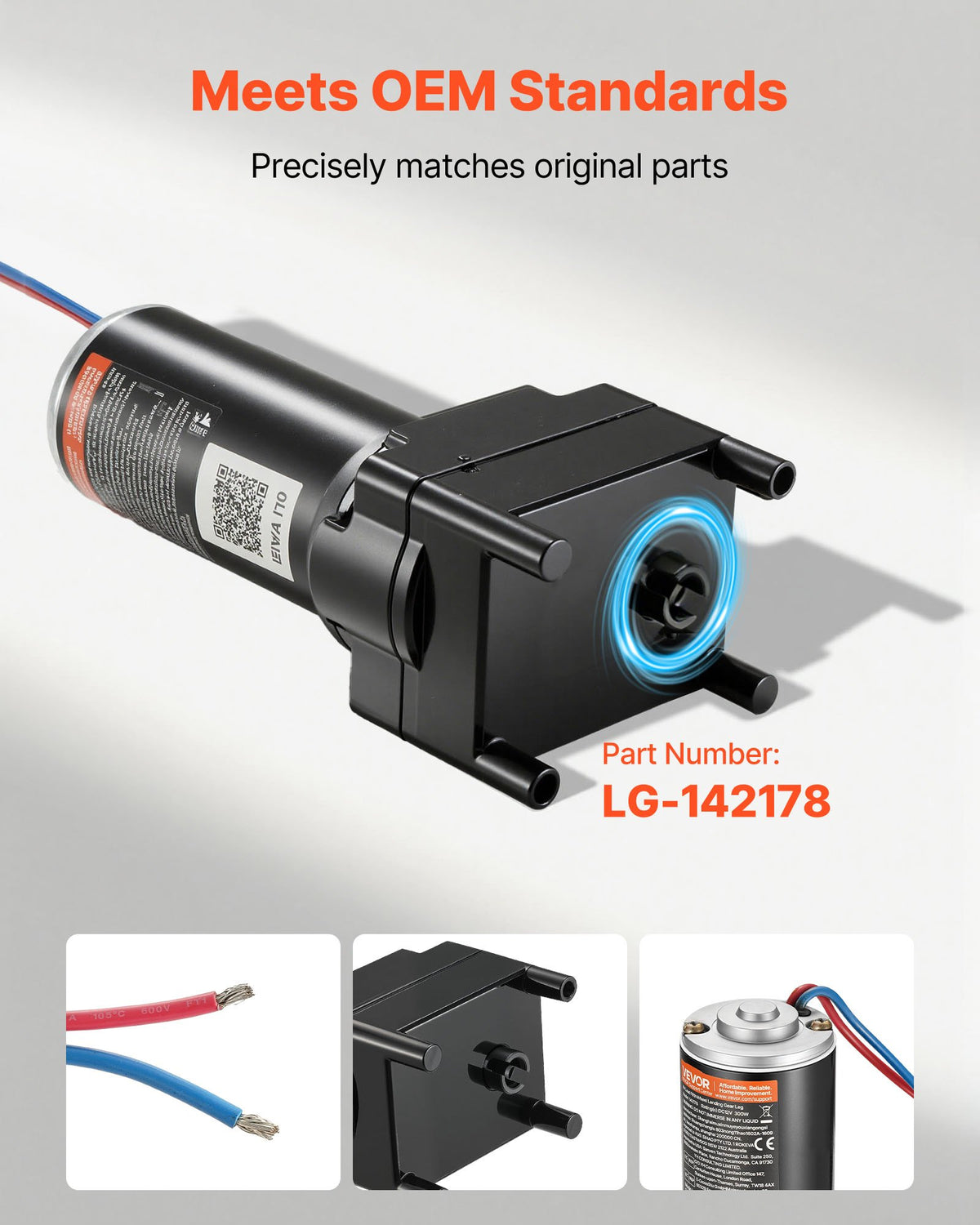 VEVOR RV 5th Wheel Landing Gear Motor, Replaces LG-142178, 5500 lbs Capacity, 300W RV Fifth Wheel Power Landing Gear Motor Compatible with Lippert Venture, Atwood, Stromberg Carlson Systems, Black - DWLQLJOEMM14VNXFU002V9 - view 4