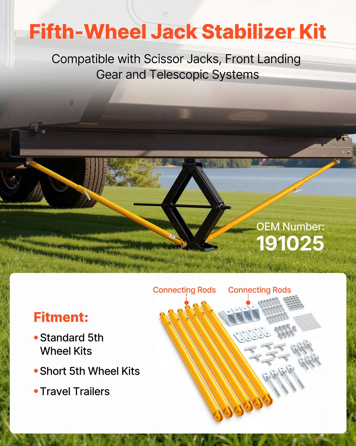 VEVOR JT's Strong Arm Jack Stabilizer Kit 191025, Fits for 5th Wheel RV and Travel Trailer Kit, Fifth-Wheel Jack Stabilizer for Telescopic System, Reduces Chassis Movement, Easy Bolt-On Installation - DWLQLJOEMM19F1C24002V0 - view 3