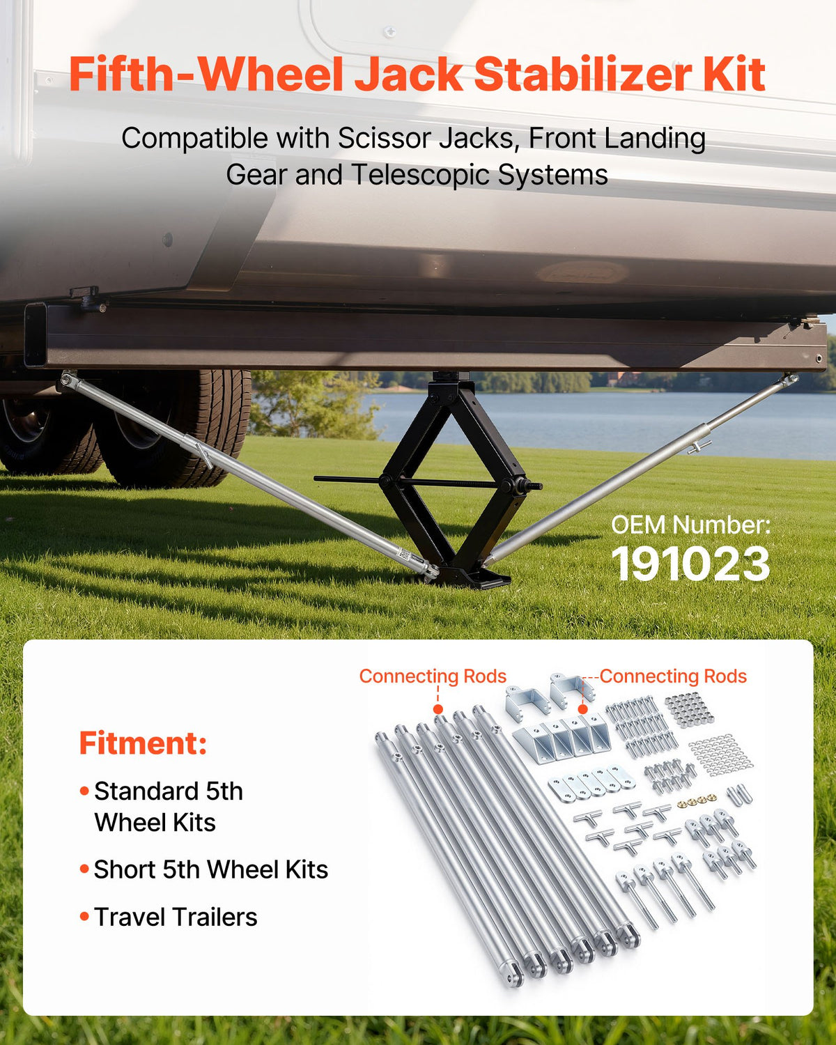 VEVOR JT's Strong Arm Jack Stabilizer Kit 191023, Fits for 5th Wheel RV and Travel Trailer Kit, Fifth-Wheel Jack Stabilizer for Telescopic System, Reduces Chassis Movement, Easy Bolt-On Installation - DWLQLJOEMM19WLHRK002V0 - view 3