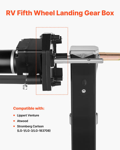 VEVOR RV Fifth Wheel Landing Gear Box 276602, Universal Mount Steel Gearbox Compatible with Lippert Venture, Atwood, Stromberg Carlson Landing Gear Systems, Replace LG-179015, Adjustable Height, Black - DWLQLJOEMM27ARYIP001V0 - view 3
