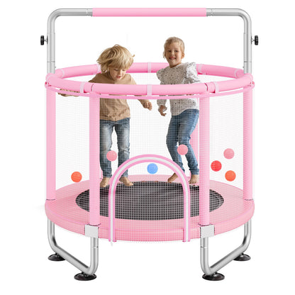 VEVOR 55" Kids Trampoline, 4.6FT Indoor Outdoor Trampoline, Mini Toddler Recreational Trampolinewith Safety Enclosure Net and Basketball Hoop, Birthday Gifts Christmas Toys for 3+ Years Children, Pink - DWYXBC55CDWYUF9SBV0 - view 1