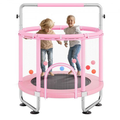 VEVOR 55" Kids Trampoline, 4.6FT Indoor Outdoor Trampoline, Mini Toddler Recreational Trampolinewith Safety Enclosure Net and Basketball Hoop, Birthday Gifts Christmas Toys for 3+ Years Children, Pink - DWYXBC55CDWYUF9SBV0 - view 2
