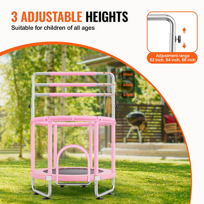VEVOR 55" Kids Trampoline, 4.6FT Indoor Outdoor Trampoline, Mini Toddler Recreational Trampolinewith Safety Enclosure Net and Basketball Hoop, Birthday Gifts Christmas Toys for 3+ Years Children, Pink - DWYXBC55CDWYUF9SBV0 - view 4