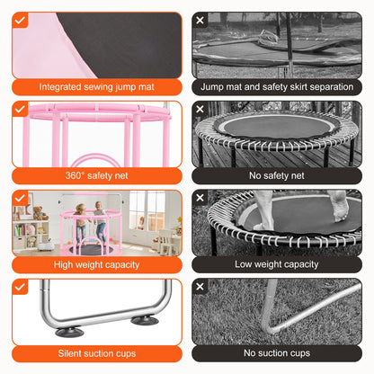 VEVOR 55" Kids Trampoline, 4.6FT Indoor Outdoor Trampoline, Mini Toddler Recreational Trampolinewith Safety Enclosure Net and Basketball Hoop, Birthday Gifts Christmas Toys for 3+ Years Children, Pink - DWYXBC55CDWYUF9SBV0 - view 6