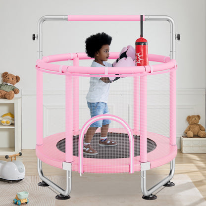 VEVOR 55" Kids Trampoline, 4.6FT Indoor Outdoor Trampoline, Mini Toddler Recreational Trampolinewith Safety Enclosure Net and Basketball Hoop, Birthday Gifts Christmas Toys for 3+ Years Children, Pink - DWYXBC55CDWYUF9SBV0 - view 9