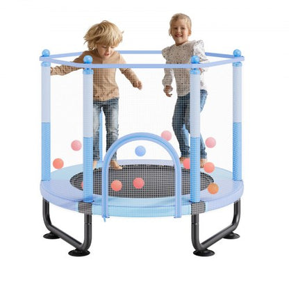 VEVOR 60" Kids Trampoline, 5FT Indoor Outdoor Trampoline, Mini Toddler Recreational Trampolinewith Safety Enclosure Net and Basketball Hoop, Birthday Gifts Christmas Toys for 3+ Years Children, Blue - DWYXBC60YCDW6KFK8V0 - view 2